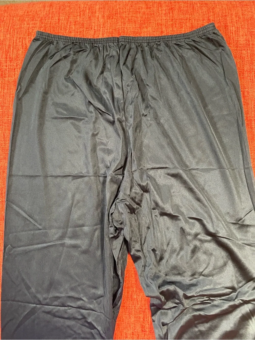 VTG 60’s Asian Mandarin Collar Black Nylon Pajama Set Top Bottom Pants